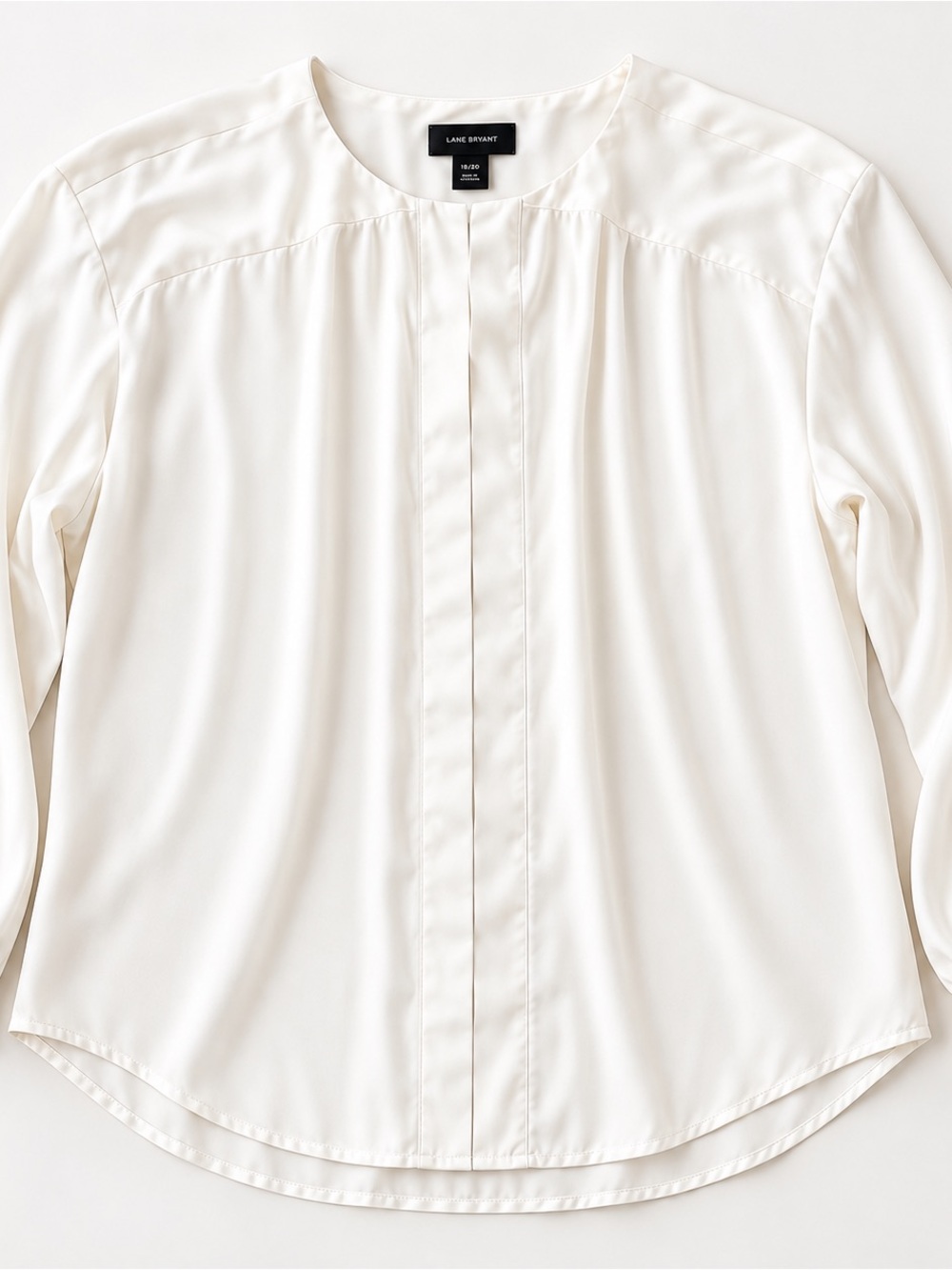Ann Taylor Cream Long-Sleeve Button-Front Blouse